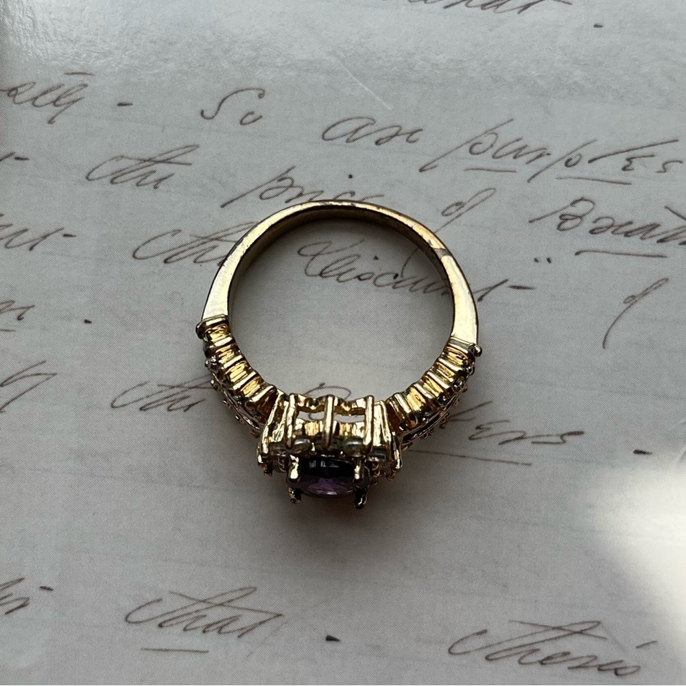 Purple and Gold Tone Women's Ring - Picture 4 of 9